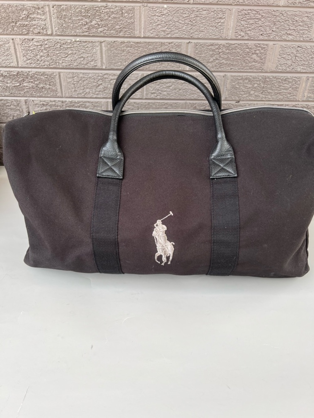 Polo by Ralph Lauren Black Canvas Duffel with Embroidered Polo Logo